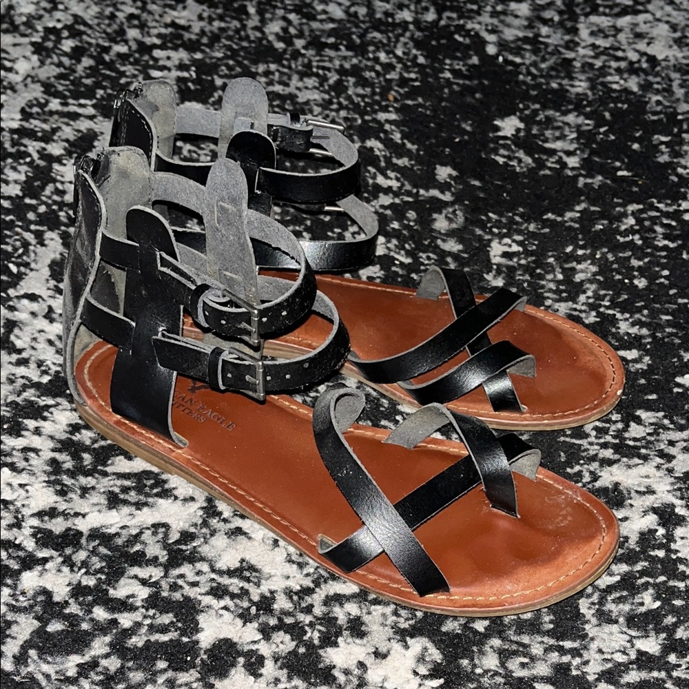 American Eagle Outfitters Black Strappy Sandals